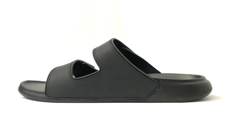 REDVOLUTION Men's Classic Two Straps Slides with Soft Footbed Comfort Sandals for Beach, Gym, Pool (PM slide Black, 12) - Image 3